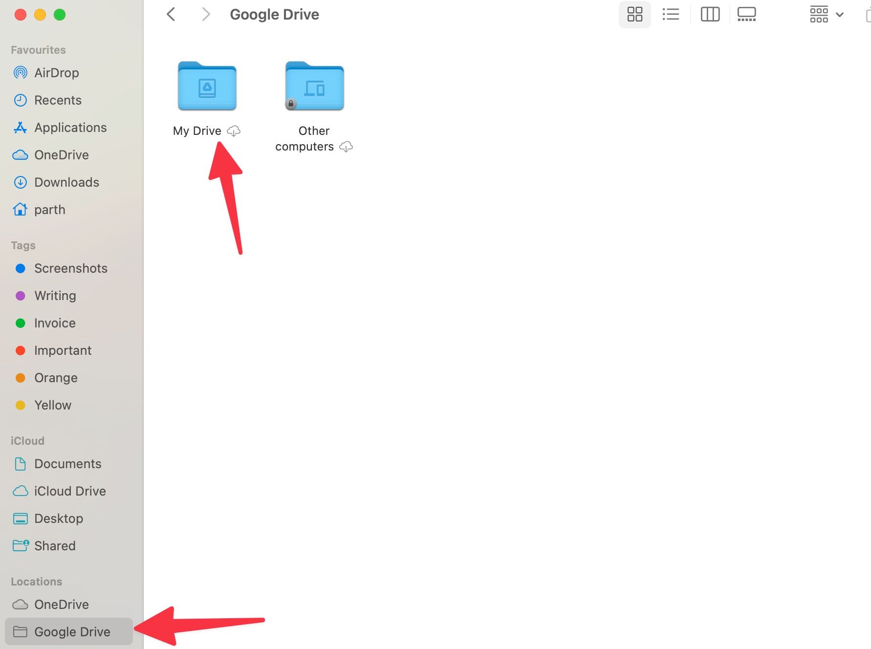 find Google Drive on Mac Finder