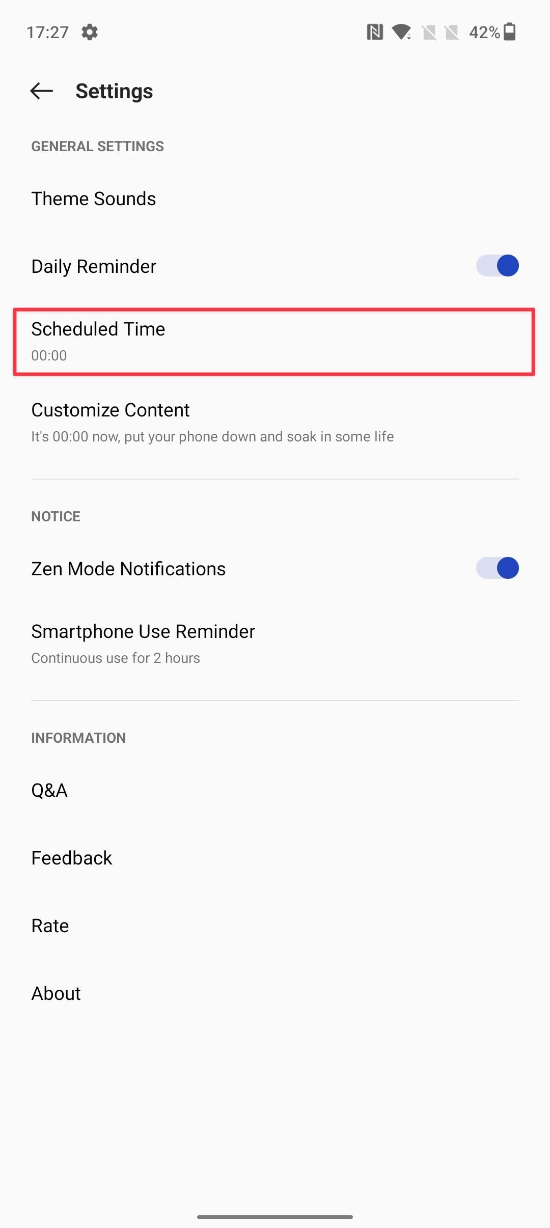 configure zen mode notification 1
