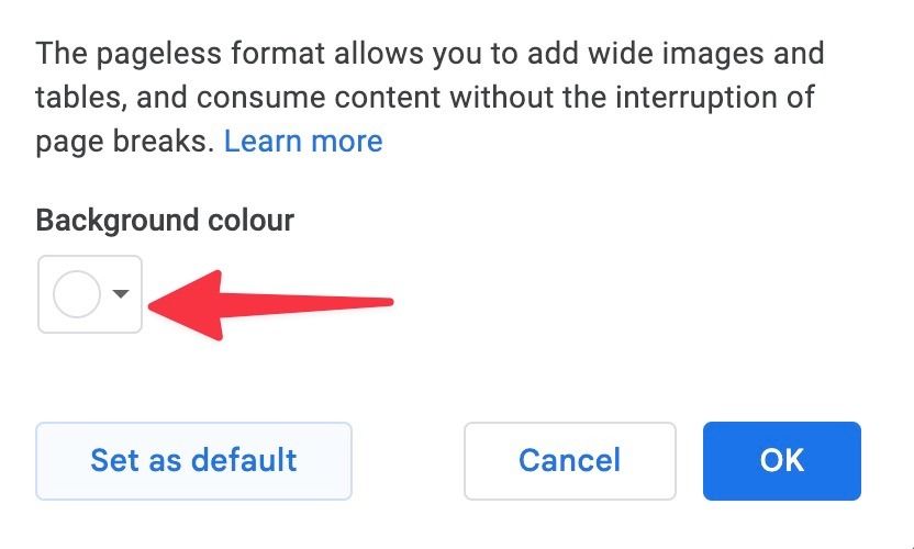 change background color in Google Docs
