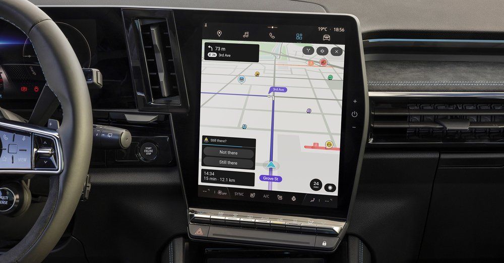 Waze running on in-car infotainment screen