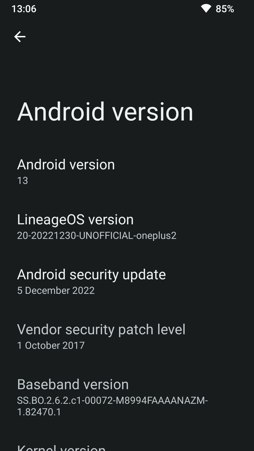 oneplus-2-android-13-lineage-os-version