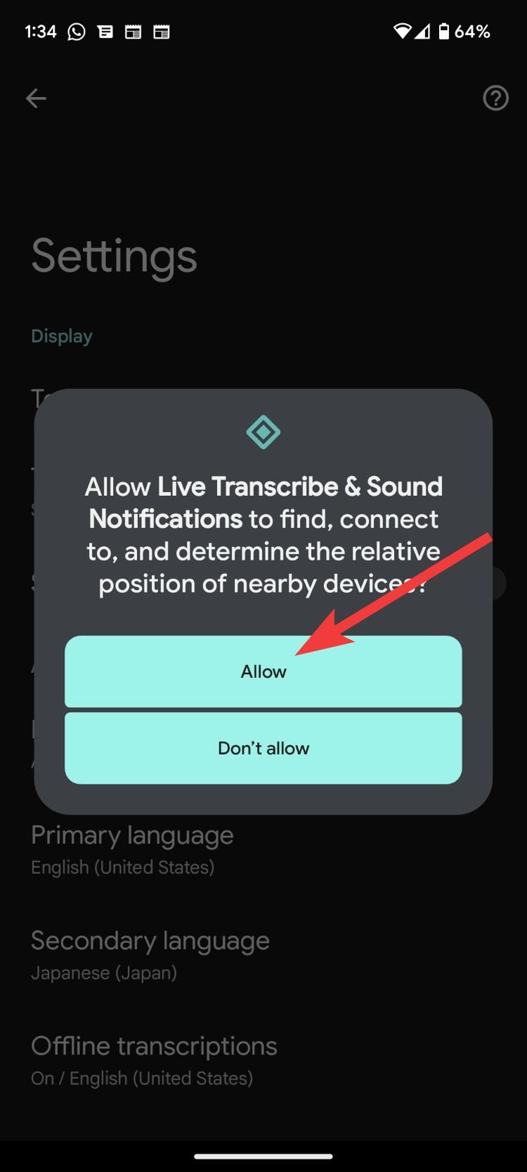 enable microphone access in live transcribe
