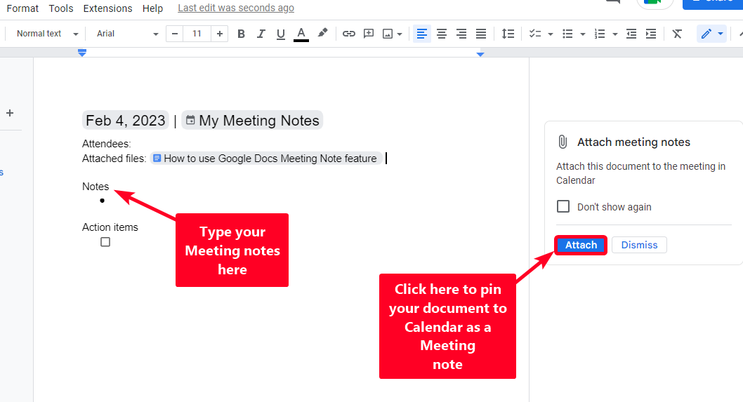 Attach meeting notes to Google Calendar in Docs