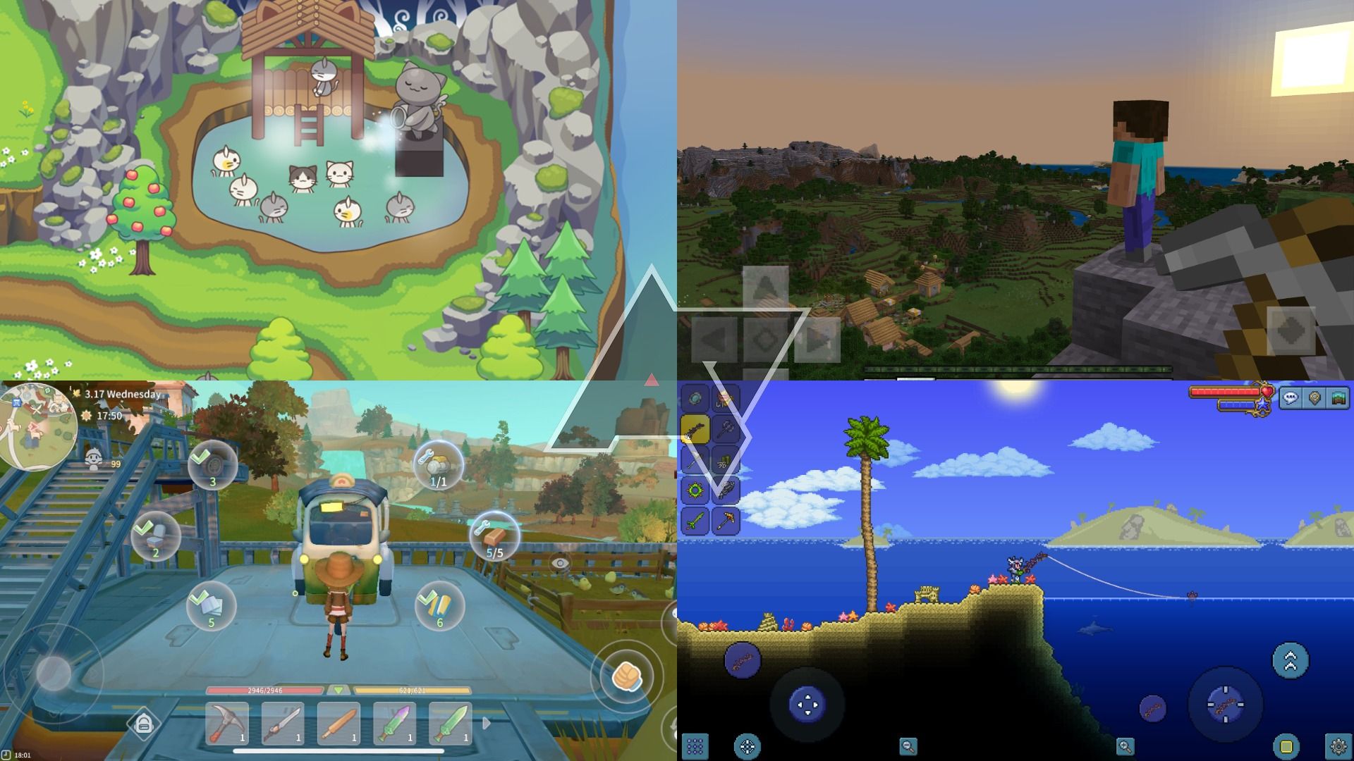 best-animal-crossing-games-android-cat-forest-minecraft-my-time-at-portia-terraria-collage