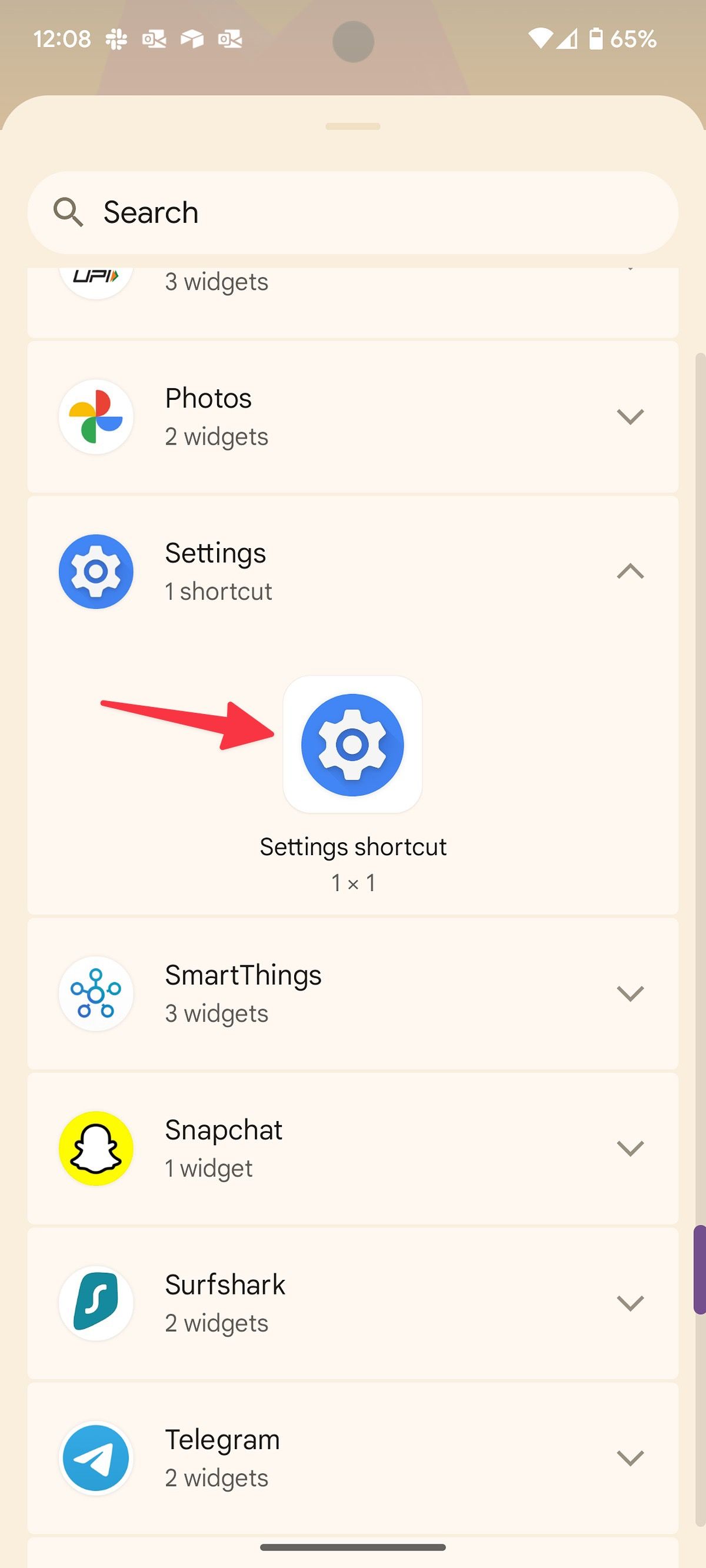 set settings shortcut