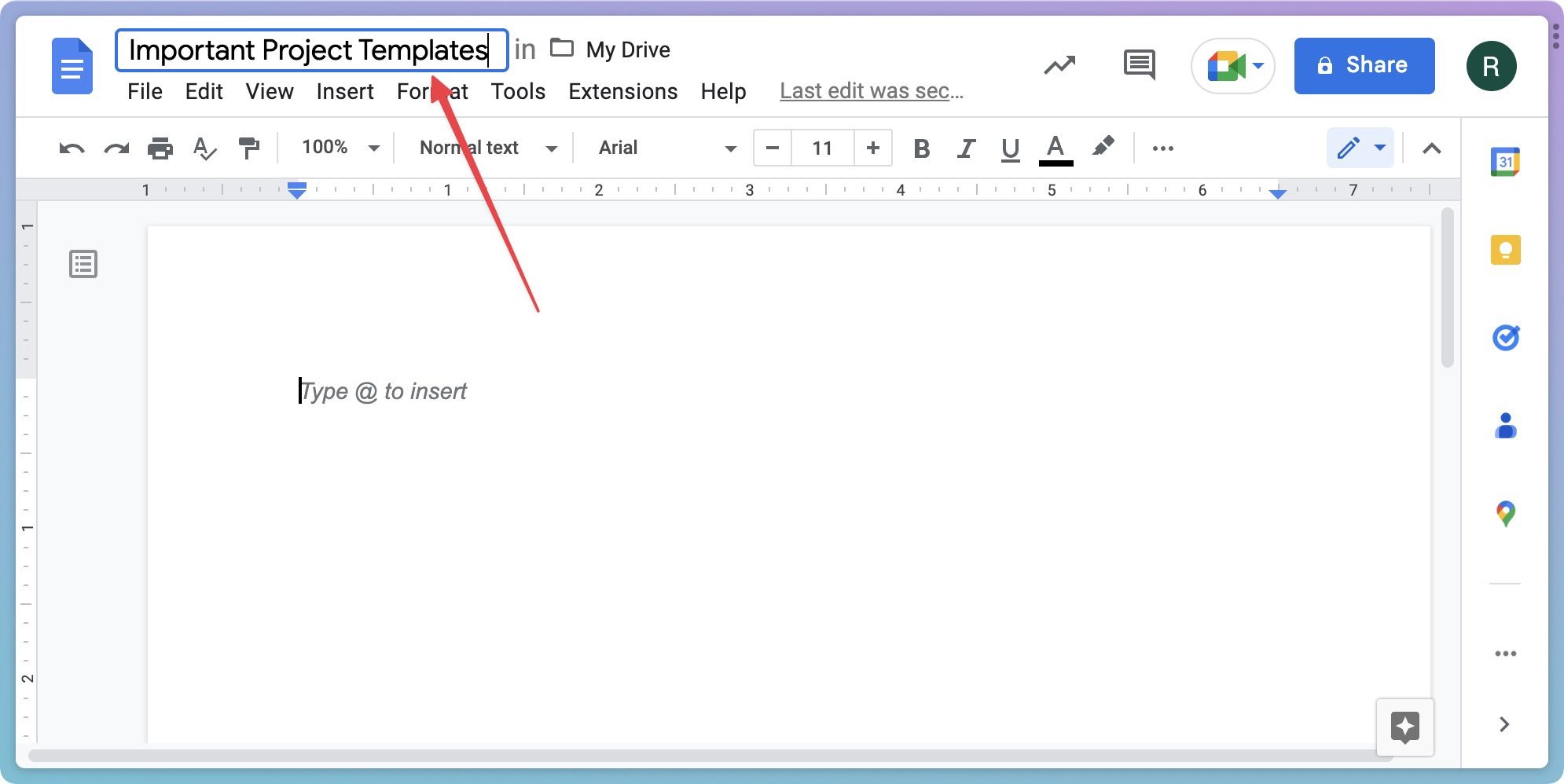 Renaming a Google Docs file