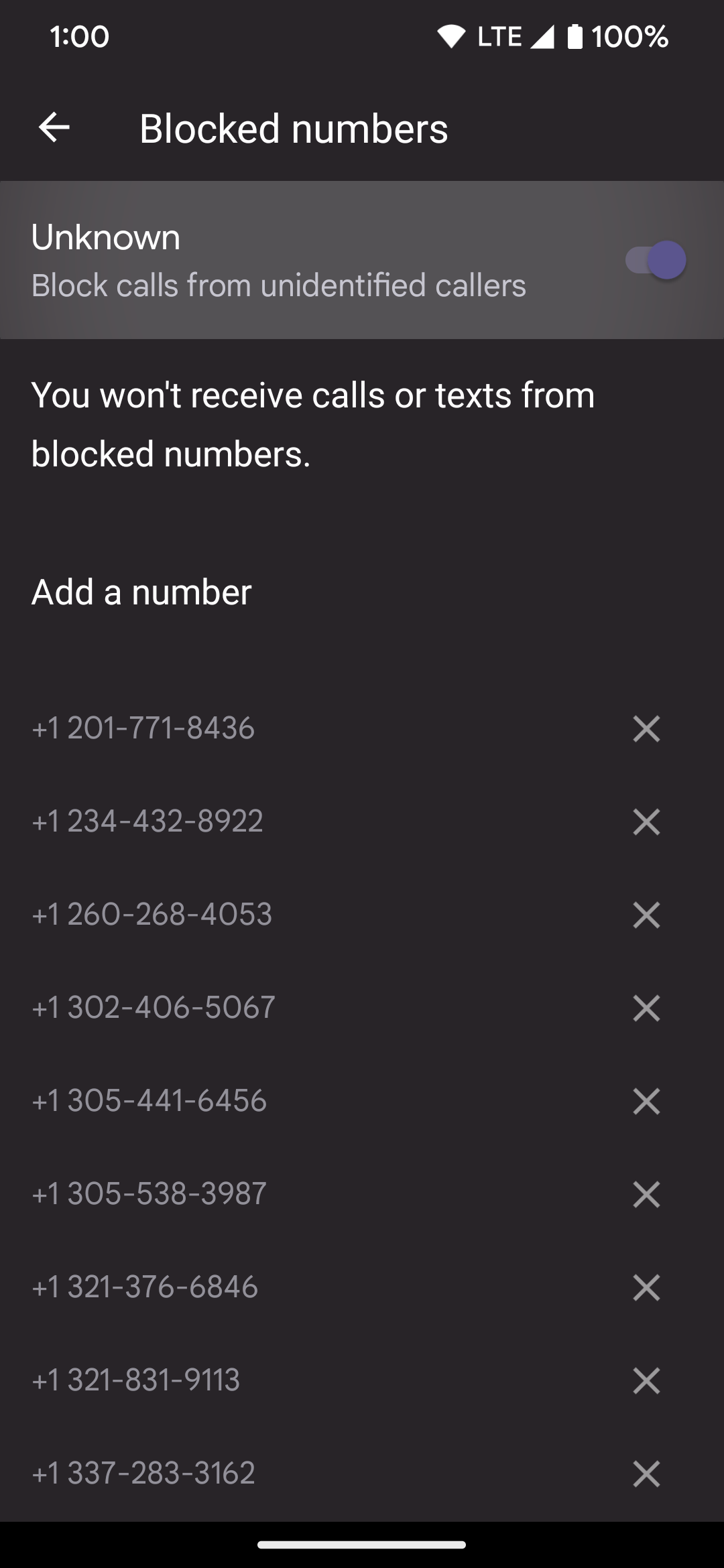 pixel phone blocked number list