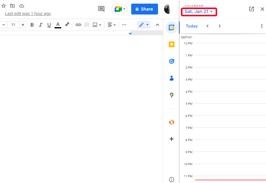 Google Calendar add-on in Google Docs