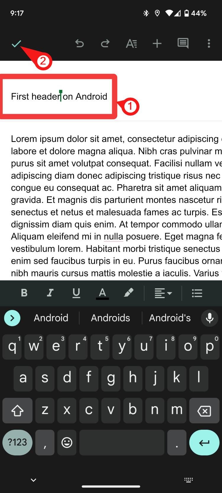 Google-docs-app-first-header-on-android