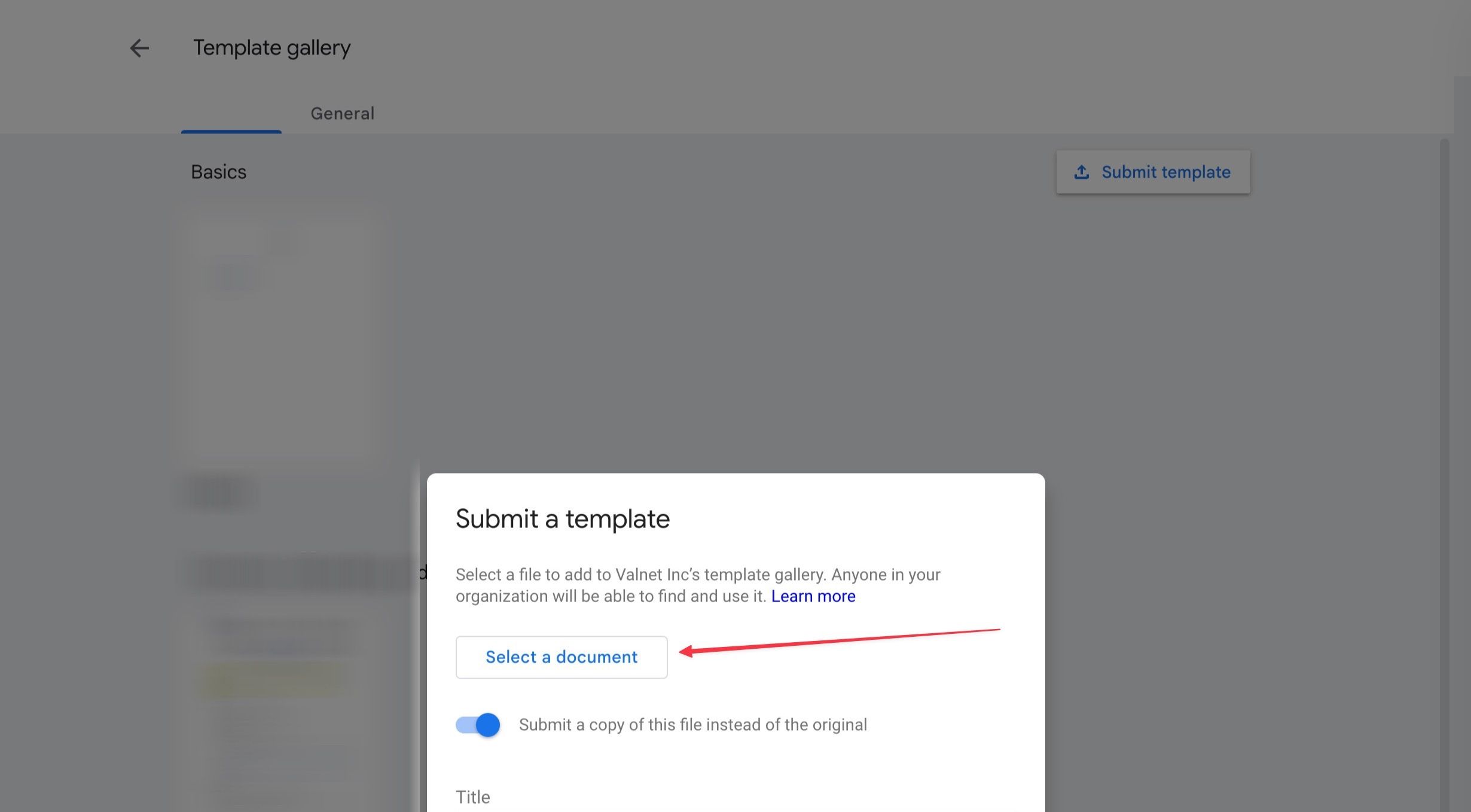 Screenshot showing Select a document button