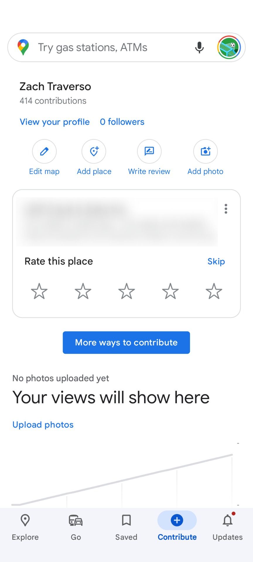 The Google Maps app Contribute tab