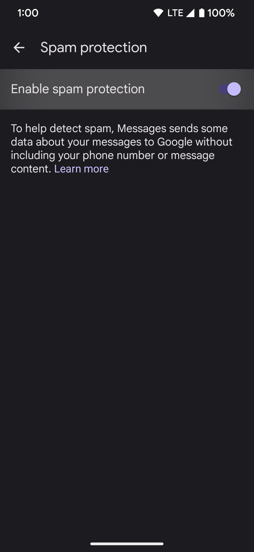 pixel phone messages app spam protection toggle