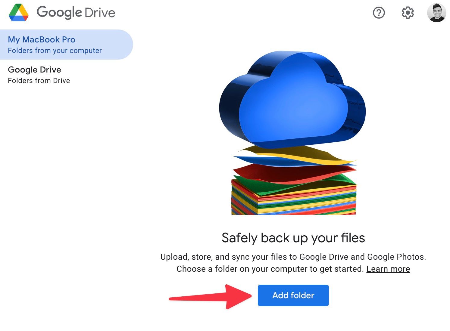 Add folder in Google Drive