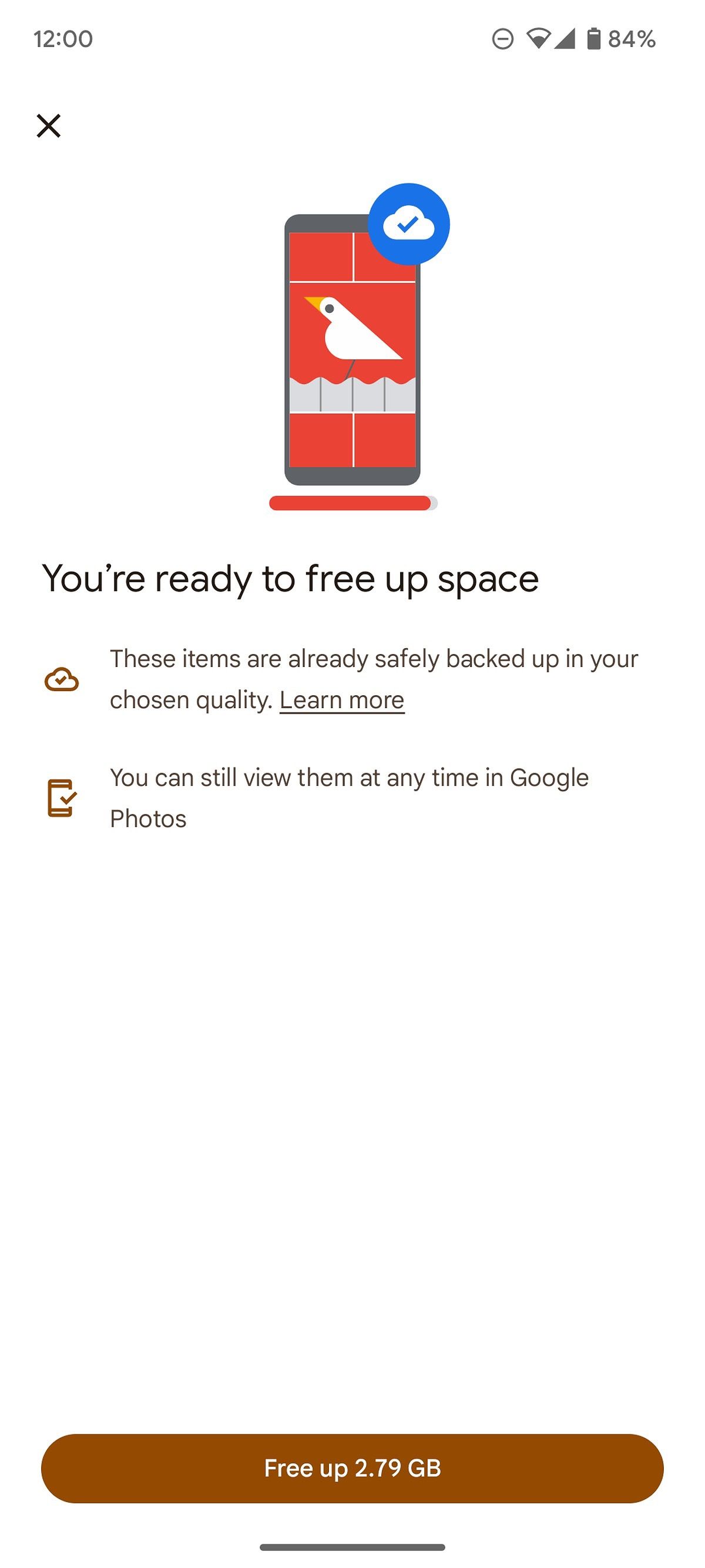 Free up space in Google Photos