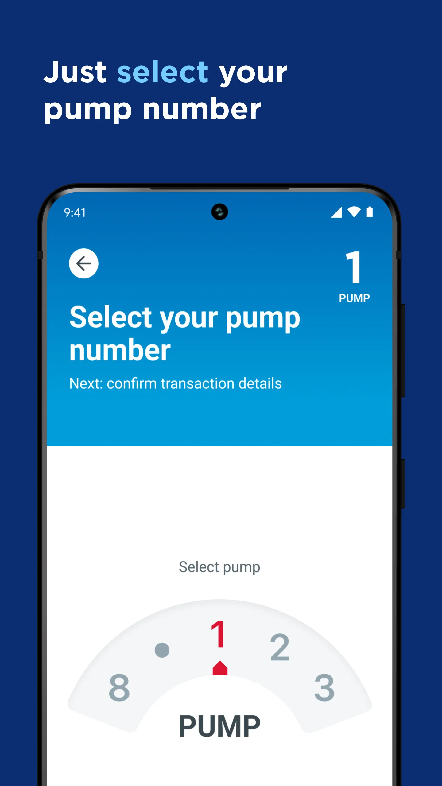 Choosing a pump to pay for in the Chevron mobile app