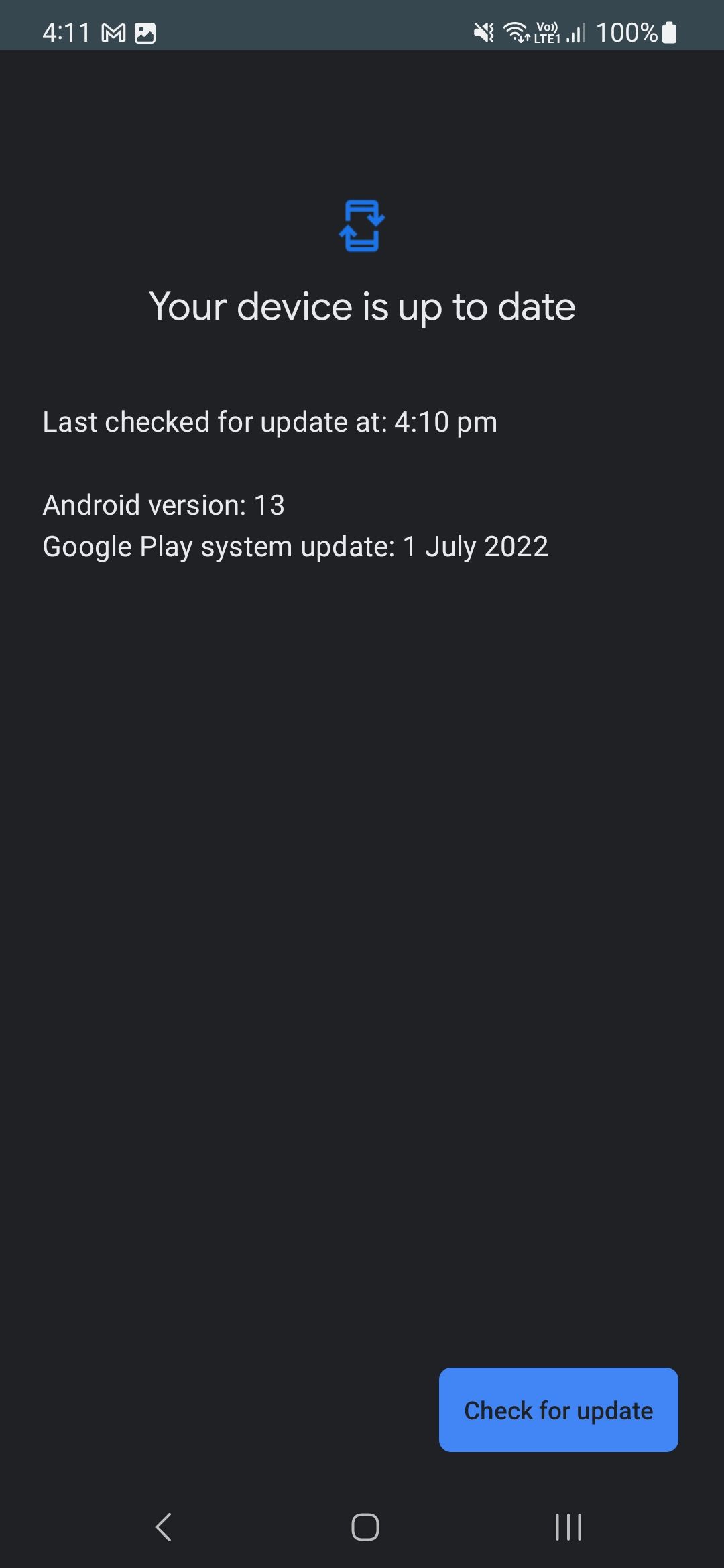 Google Play system update page