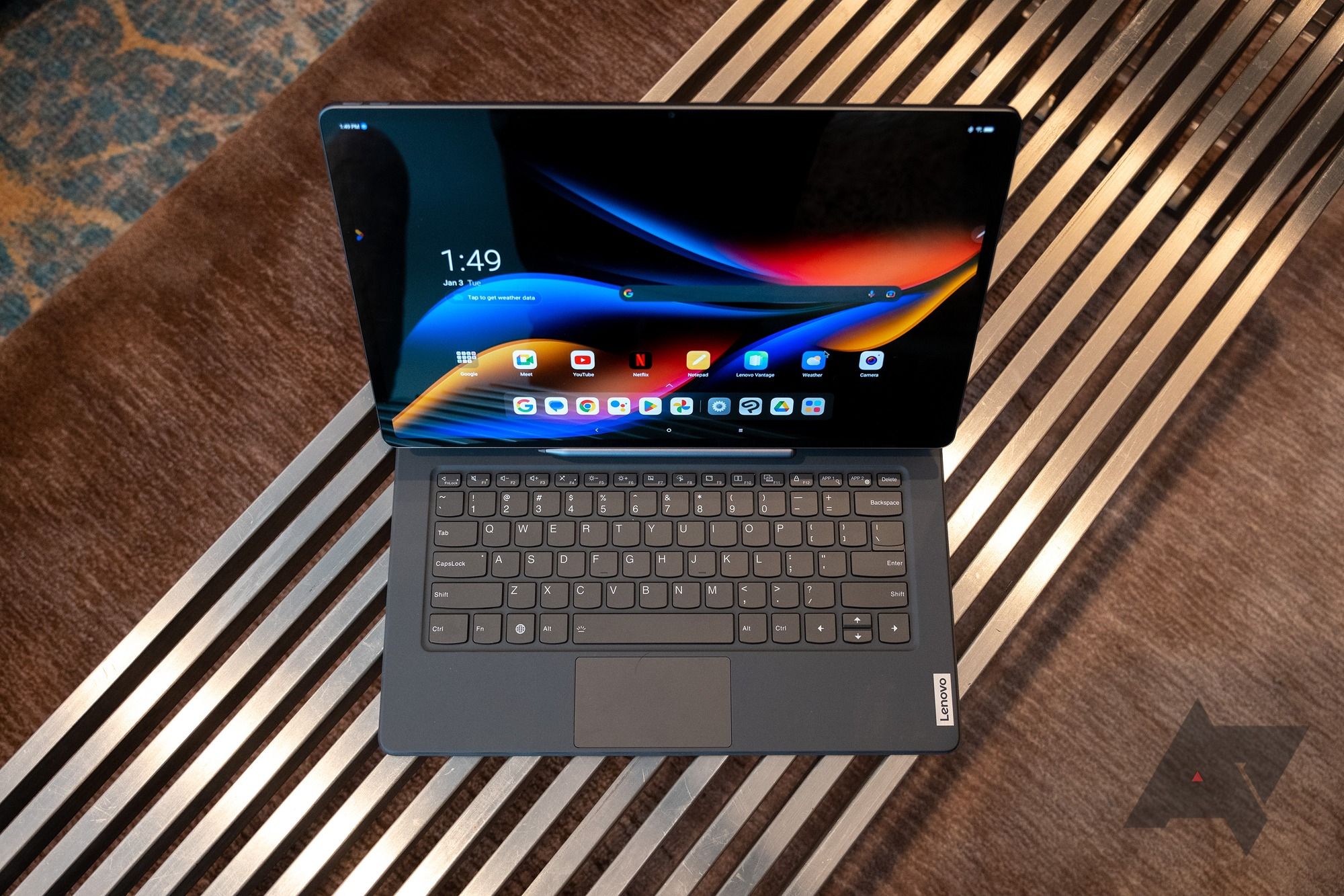 A top-down view of the Lenovo Tab Extreme tablet