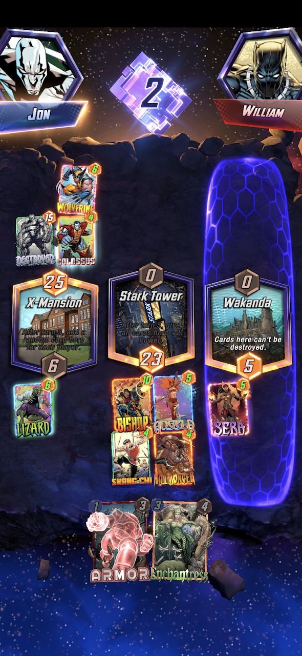 marvel snap screenshot showing gameplay