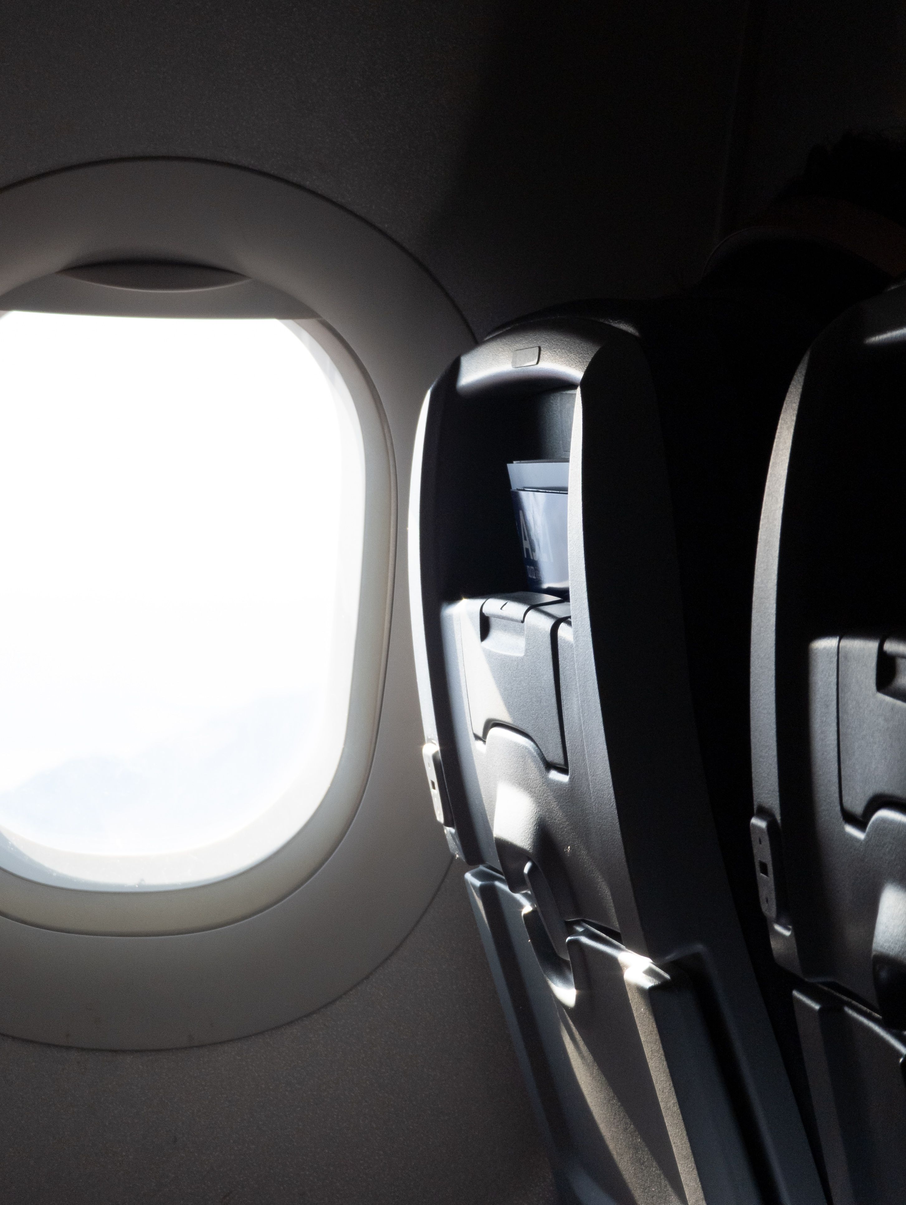 File foto RAW yang menunjukkan jendela dan kursi pesawat.