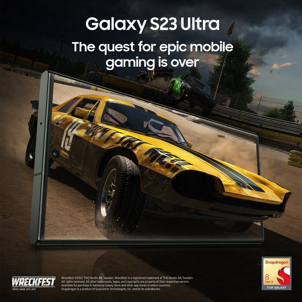 Wreckfest marketing poster for Samsung Galaxy S23