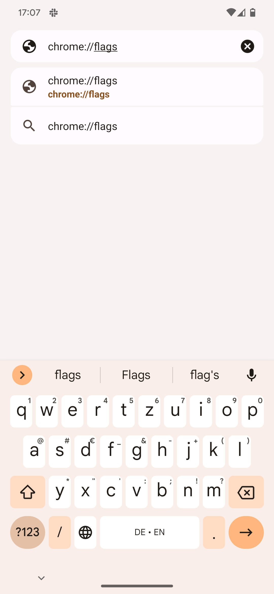 Opening Chrome flags on mobile