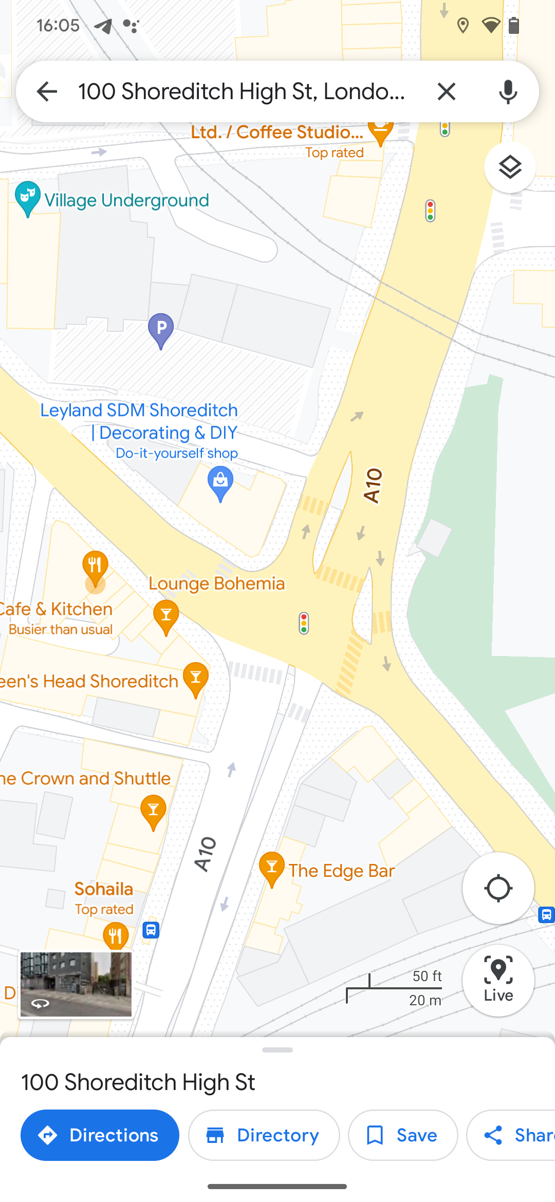 Google Maps menampilkan tampilan persimpangan jalan yang sangat disederhanakan dan bergaya hanya di London