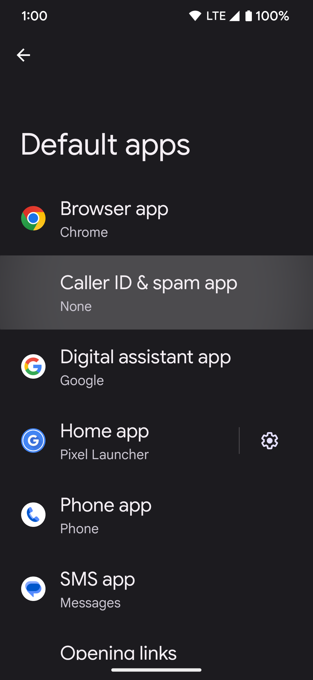 pixel phone default spam app settings