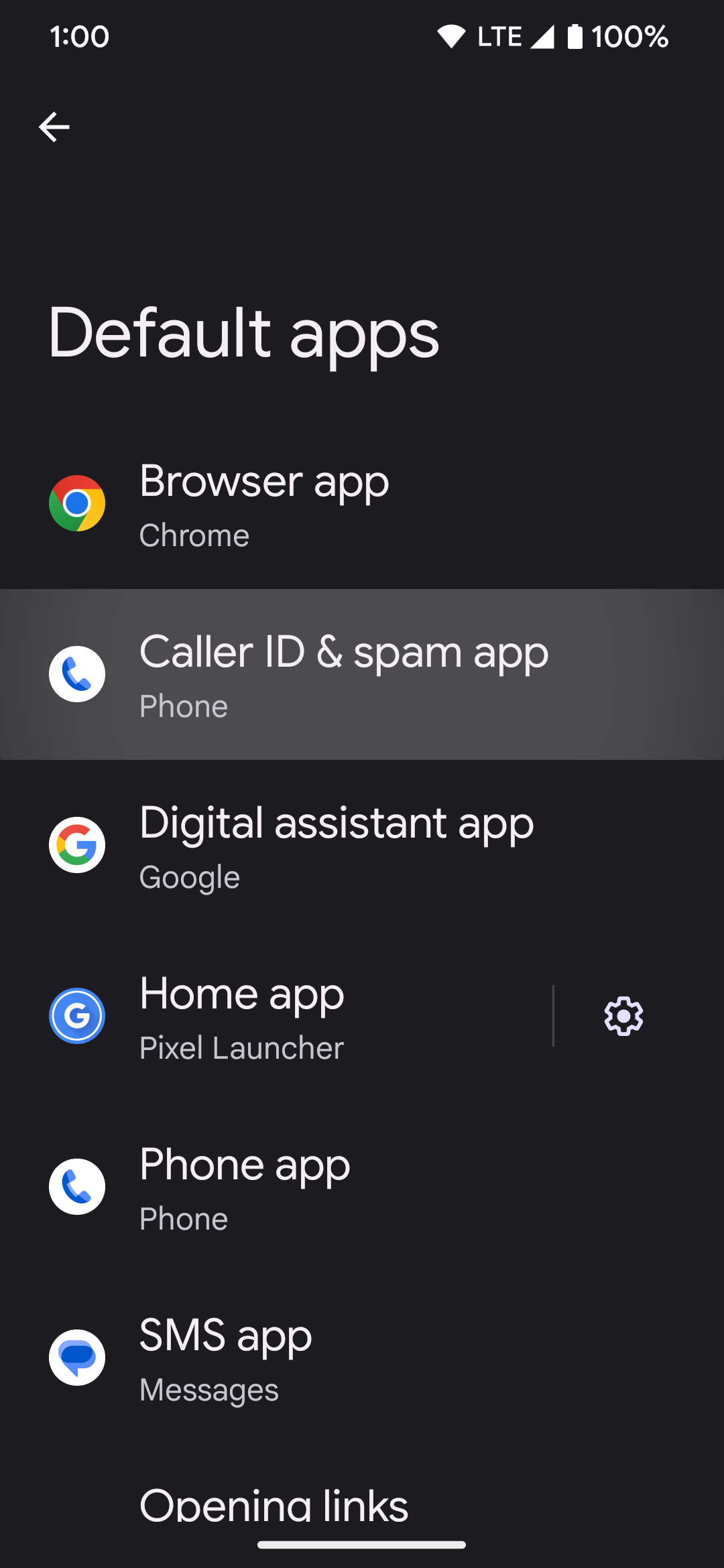 pixel phone default spam app settings