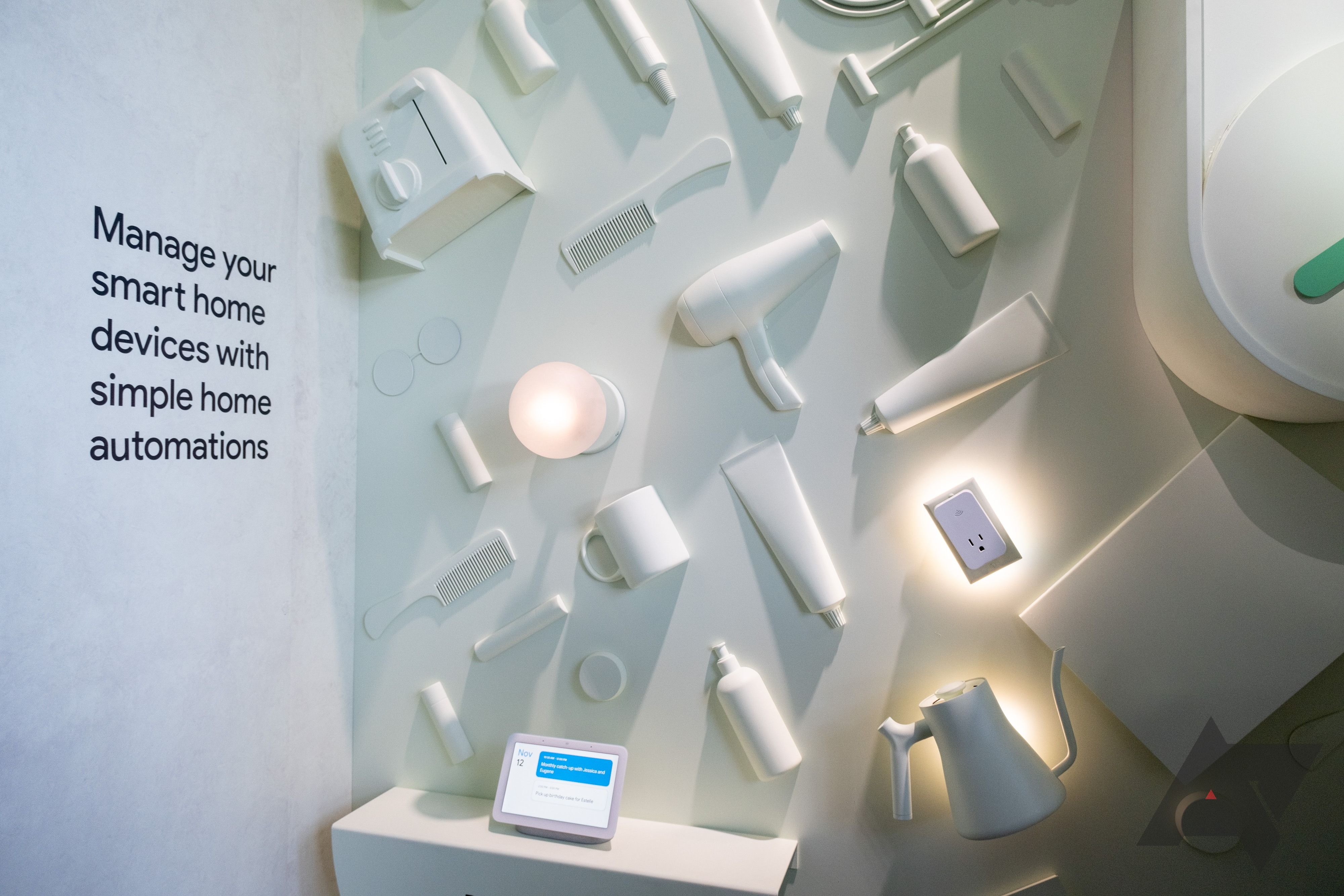A wall-mounted display of smart devices