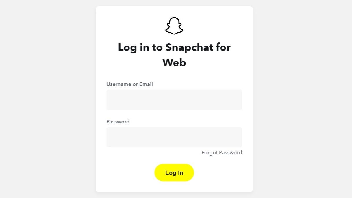 Snapchat for Web Desktop Login Page