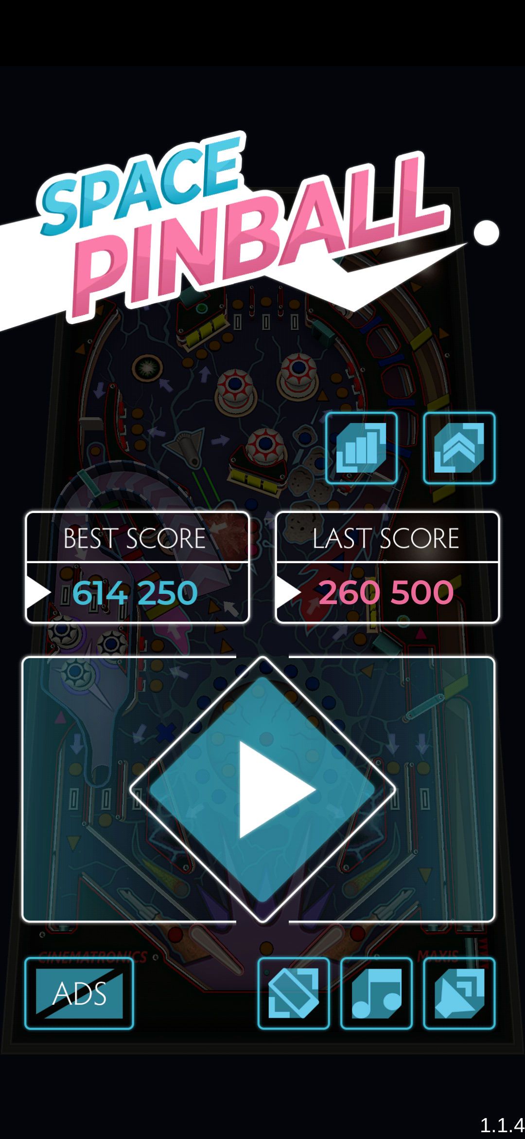 Layar judul Space Pinball