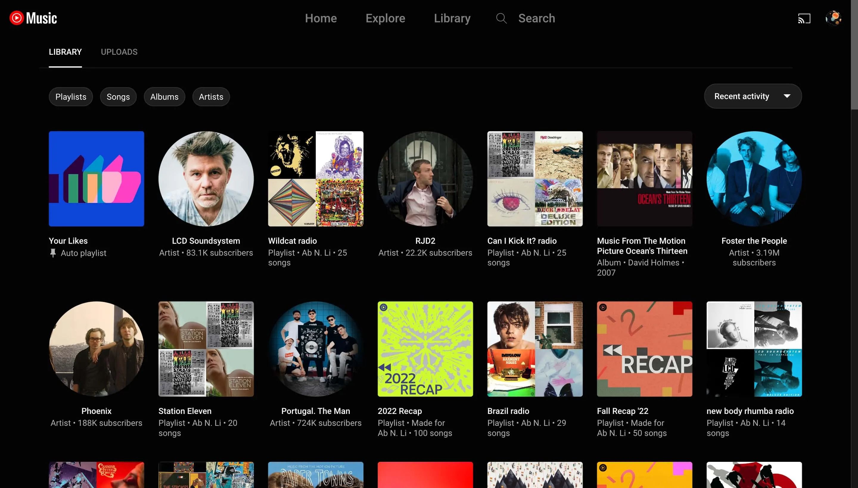 Youtube Music Library Redesign Web 