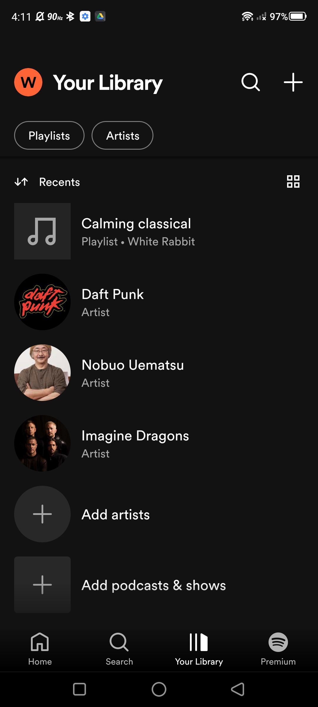 Screenshot of your playlist library on the Spotify app