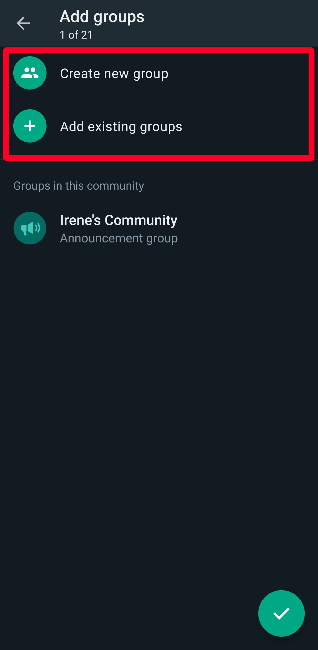 add groups to WhatsApp community