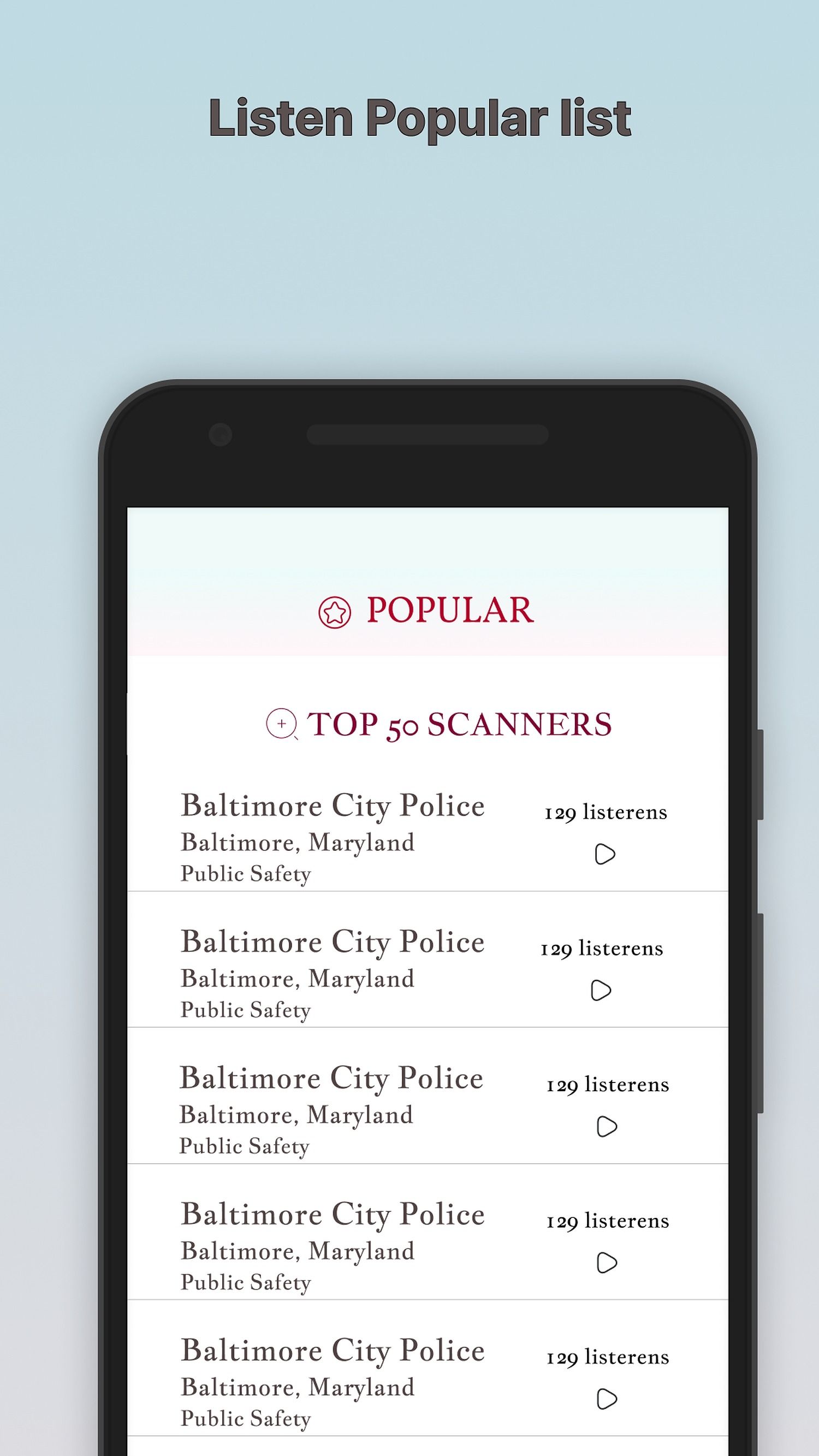 police scanner radio popular list
