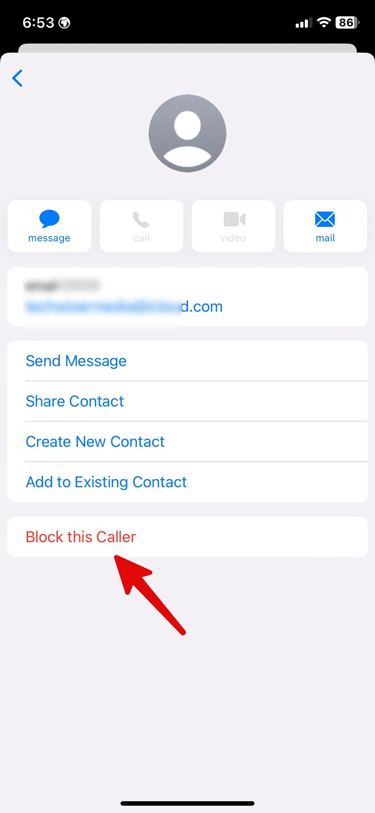 memblokir pesan teks email di iPhone