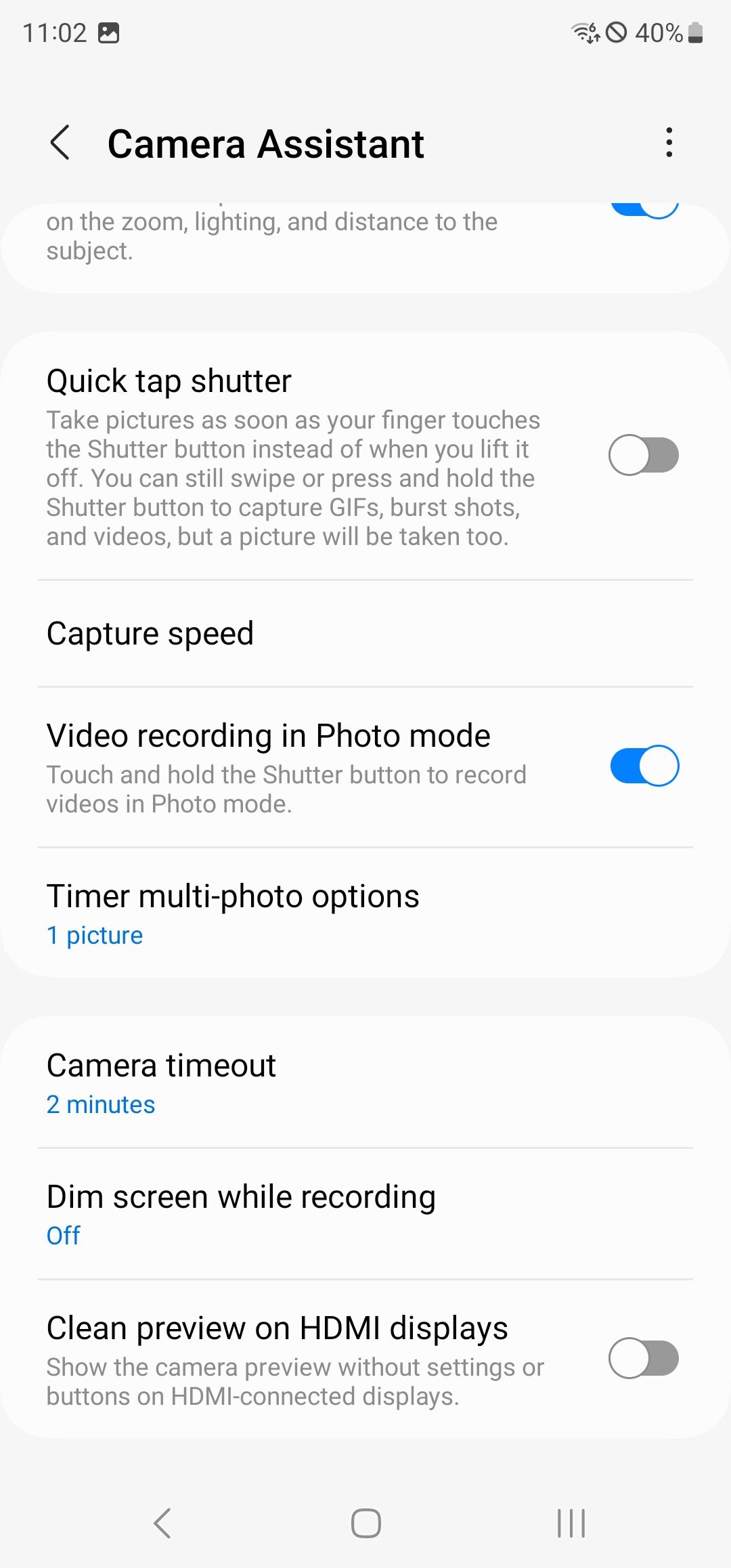 Quick tap shutter in Camera assistant