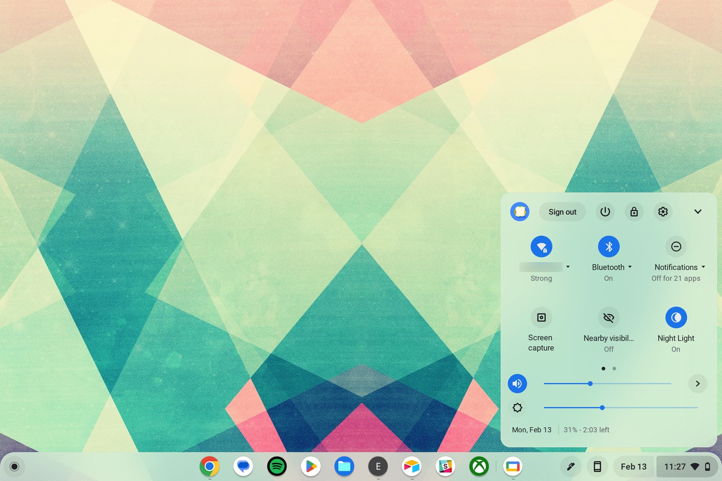 Chromebook dengan menu pengaturan cepat berhenti terhubung ke internet