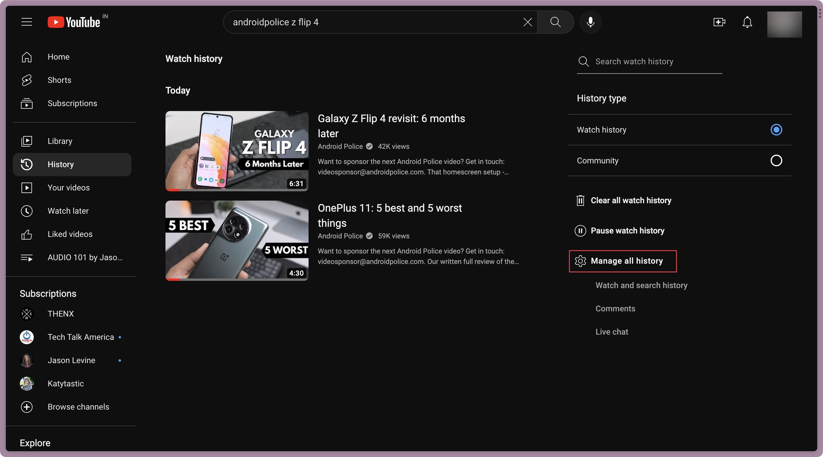 How to delete your YouTube search and watch histories on any device