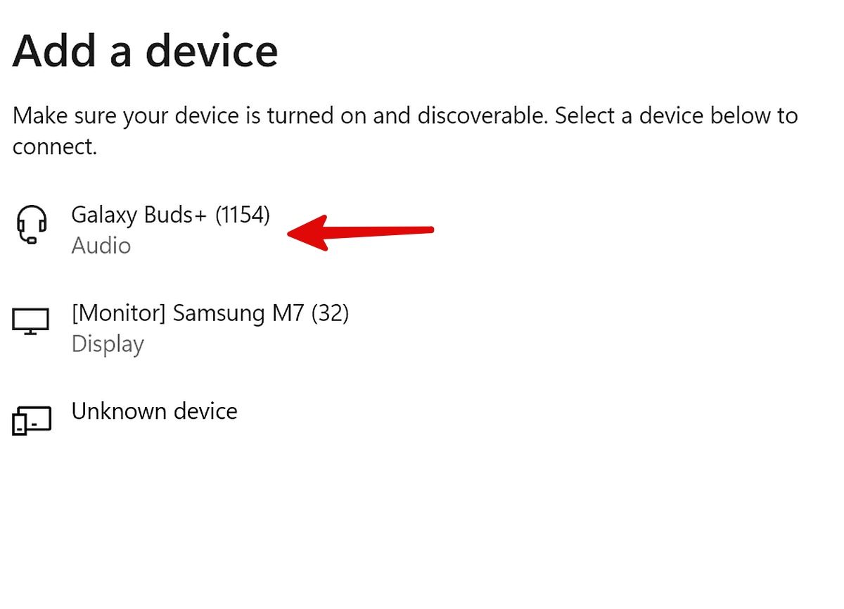 pilih earbud Samsung Anda di Windows