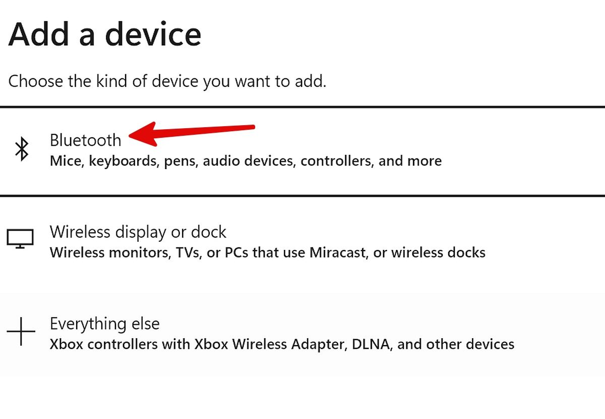 pilih Bluetooth di Windows