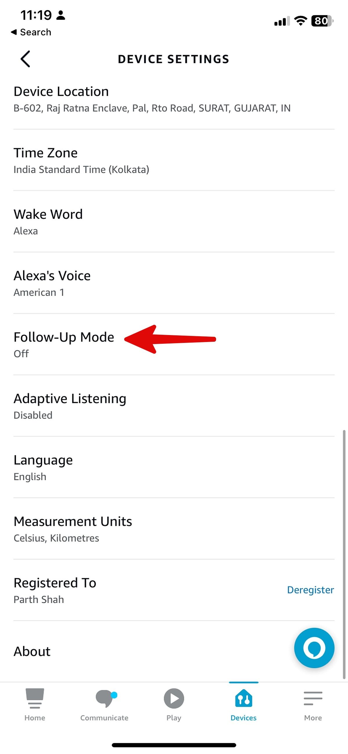 aktifkan mode tindak lanjut di Alexa