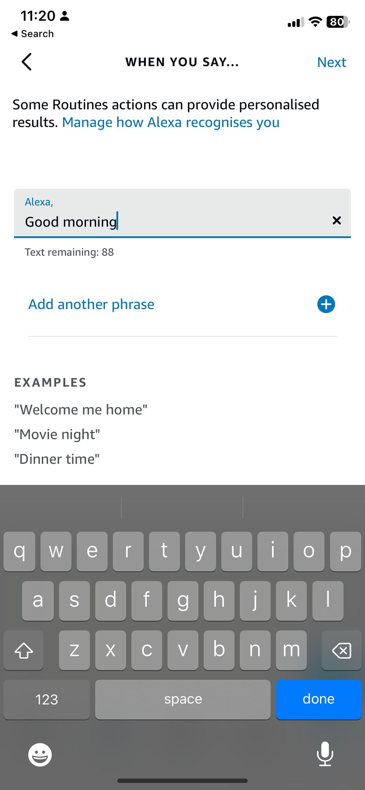 enter wake up word in alexa mobile