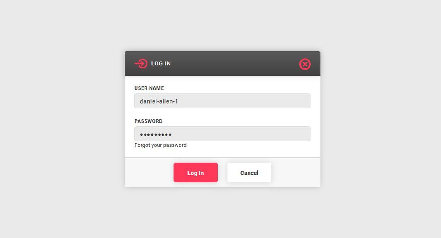login window for a website displaying username and password