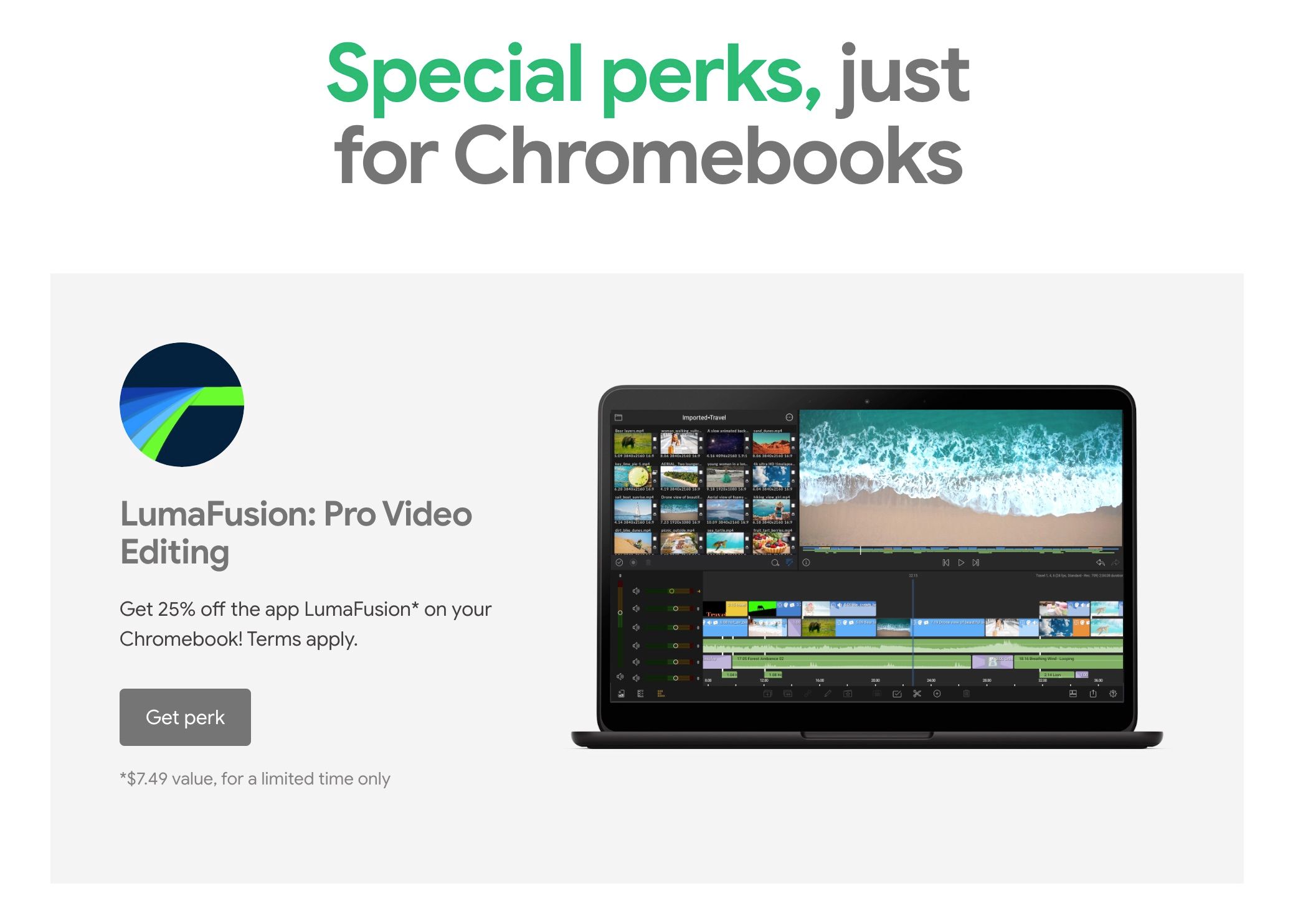 LumaFusion Chromebook Perks