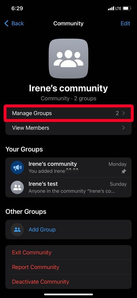 manage groups in WhatsApp community