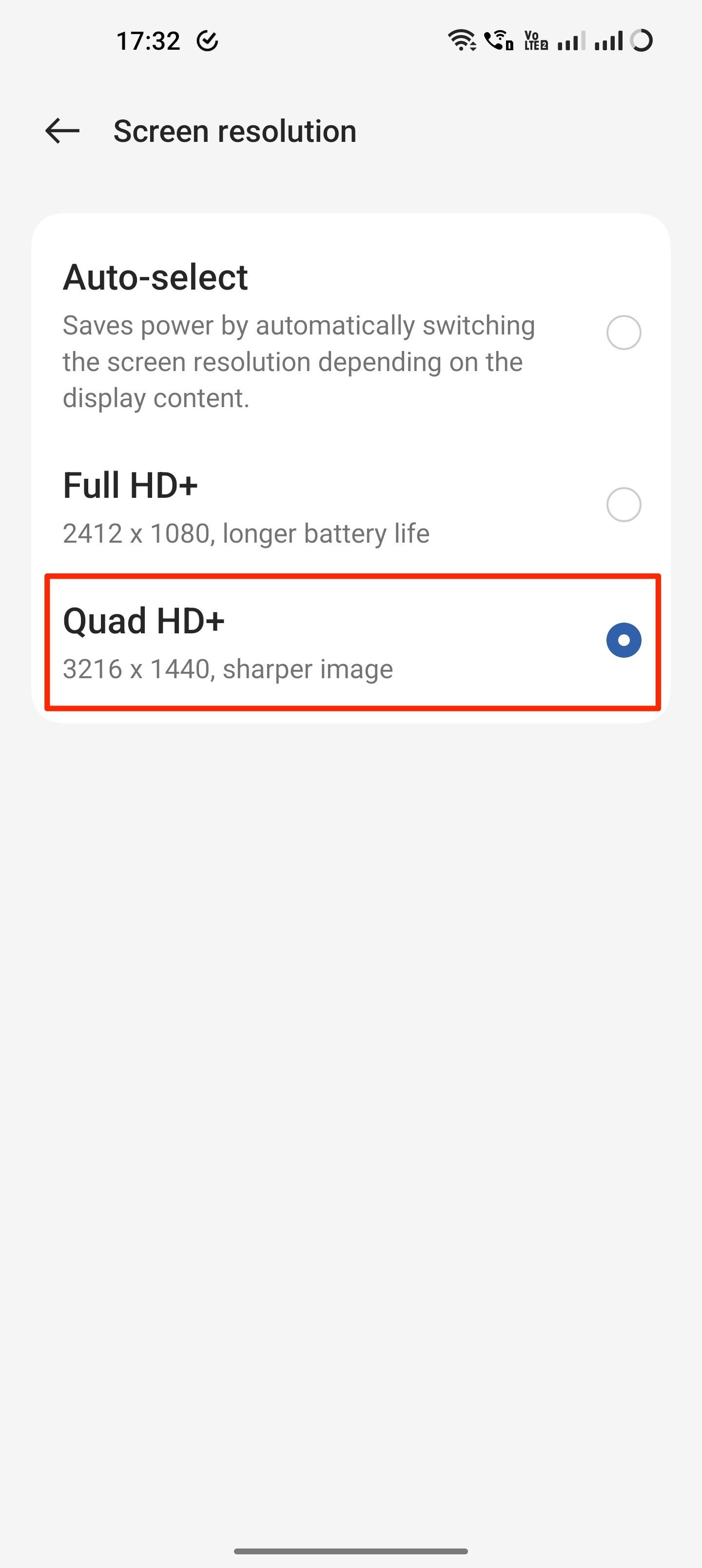 OnePlus 11 OxygenOS 13 pilih resolusi layar QHD+ 