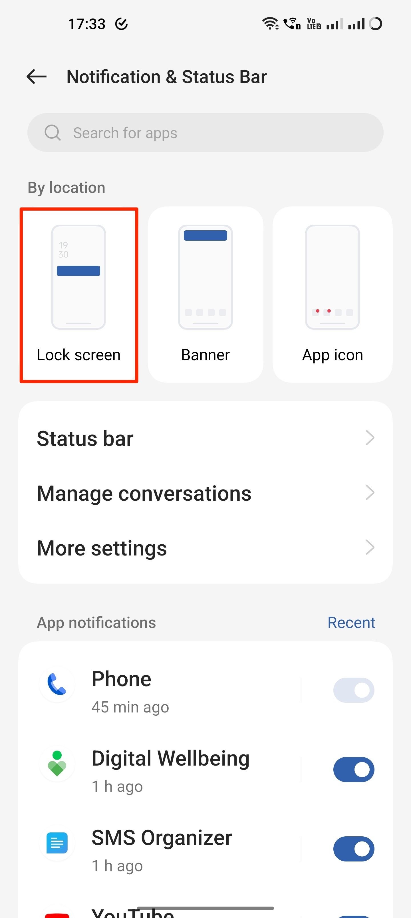 Pengaturan notifikasi layar kunci OnePlus 11 OxygenOS 13