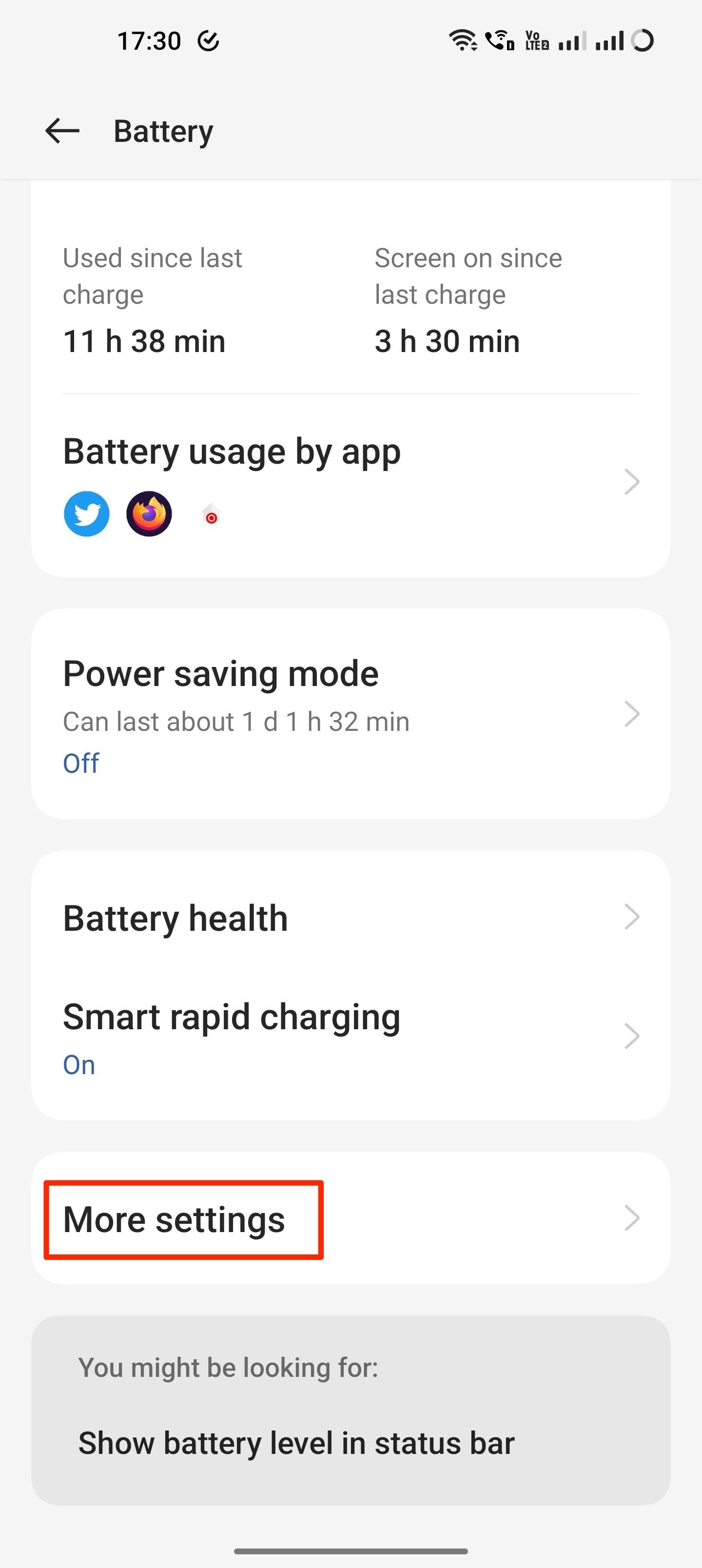 Halaman pengaturan baterai OnePlus 11 OxygenOS 13