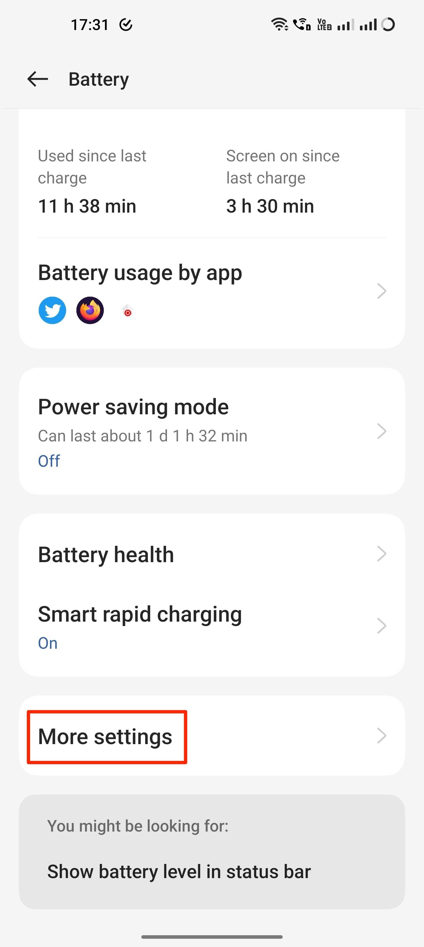 Opsi halaman pengaturan baterai OnePlus 11 OxygenOS 13